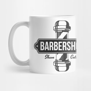 Barber shop sign with barber pole Mug